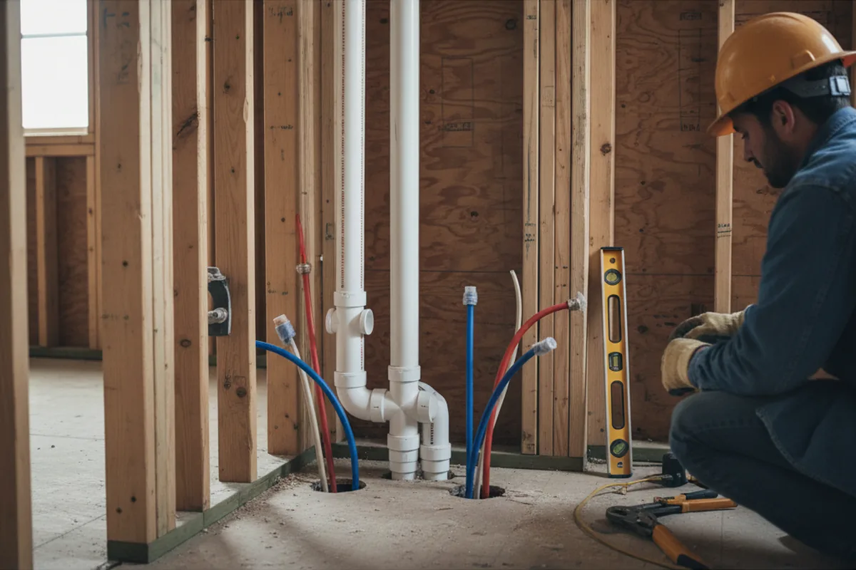 Drain and supply rough-in during Drain Cleaning in Universal City