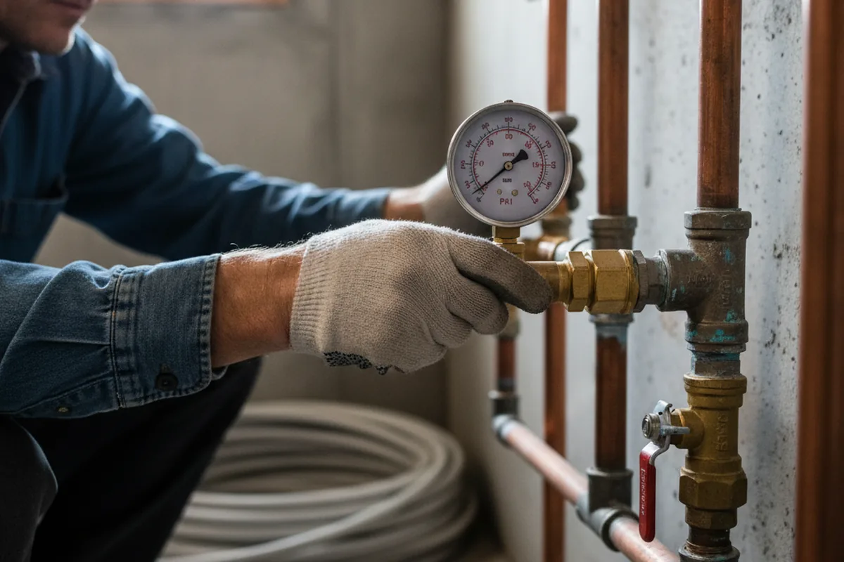Pressure testing a repaired line during Water Line Repair in Universal City